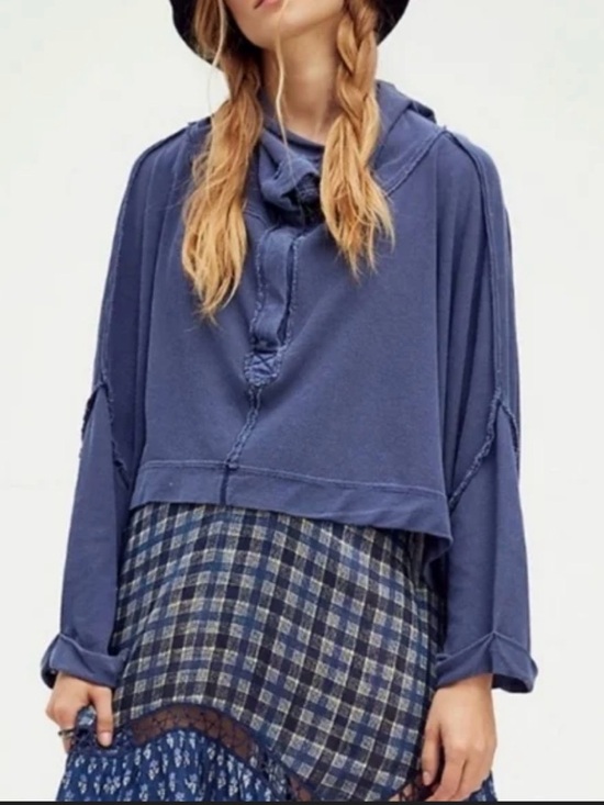 Free People Tops - Free People We The Free Tomorrow Henley boxy cropped pullover slouchy snap up M